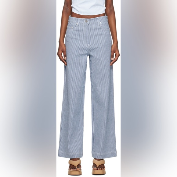 Remain Birger Christensen Blue Stripe Trouser - Picture 2 of 9